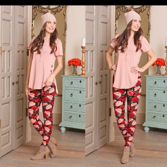 Infinity Raine Pants - One Left! Plus Size Roses Print Leggings